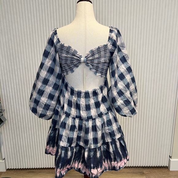 SACHIN & BABI Women's Kyle Gingham Dress Size S In Navy Blue/White - Picture 5 of 12